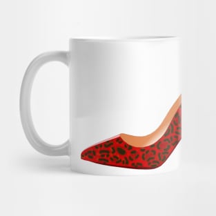 Red Leopard Print High Heel Shoe Mug